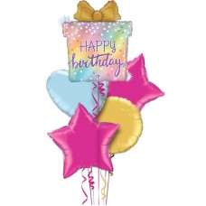 Birthday Present Inflated Foil Balloon Bouquet